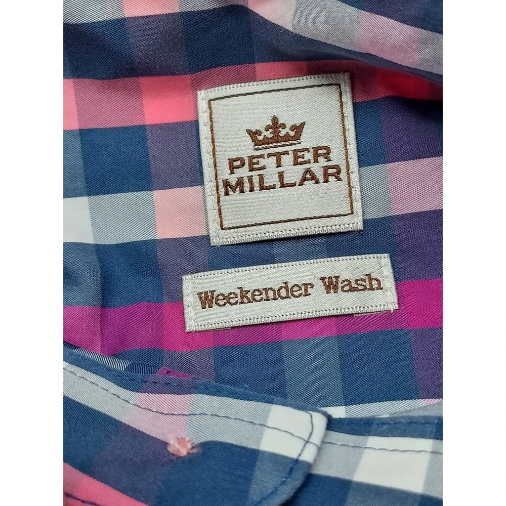 Peter‎ Millar XL Plaid Button Down Shirt Weekender Wash Extra Large Mens